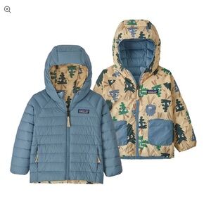 Patagonia boys reversible down hoodie jacket